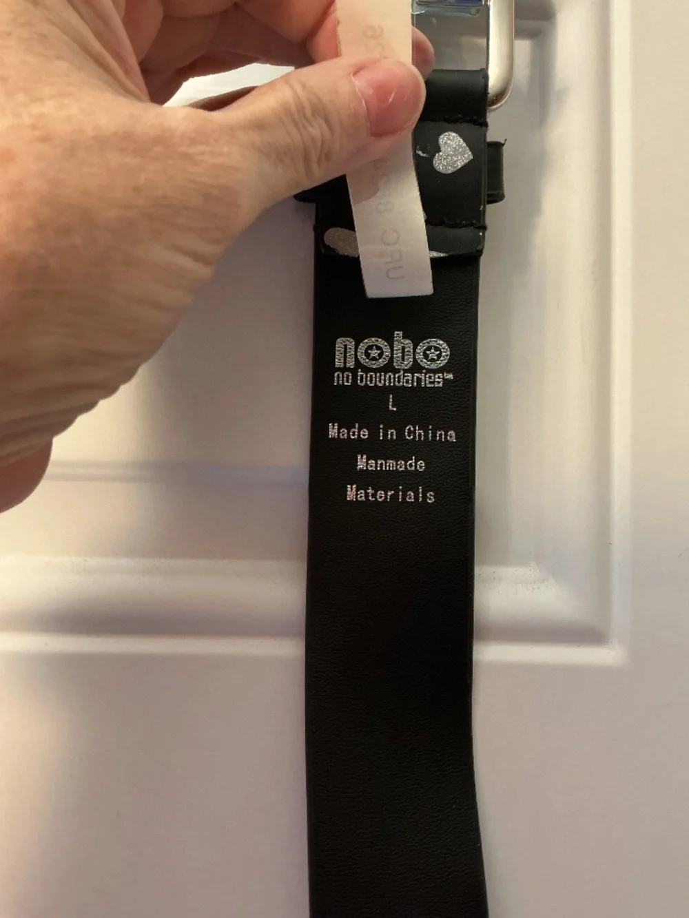 nobo No Boundaries Black and Silver heart belt Size Large